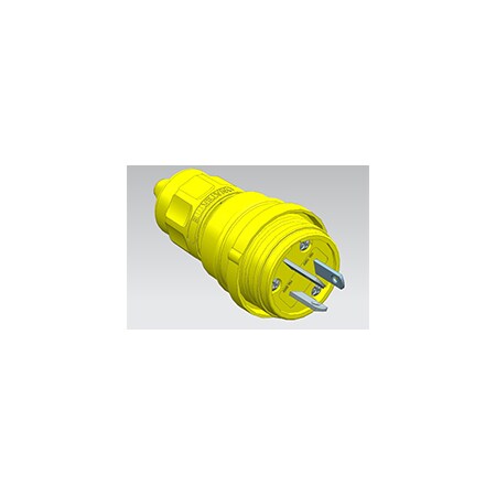 Woodhead Watertight Straight Blade Plug, Non-NEMA, 15 A, 250V AC, 3 Pole, Screw Terminals, Non-Grounded 14W07